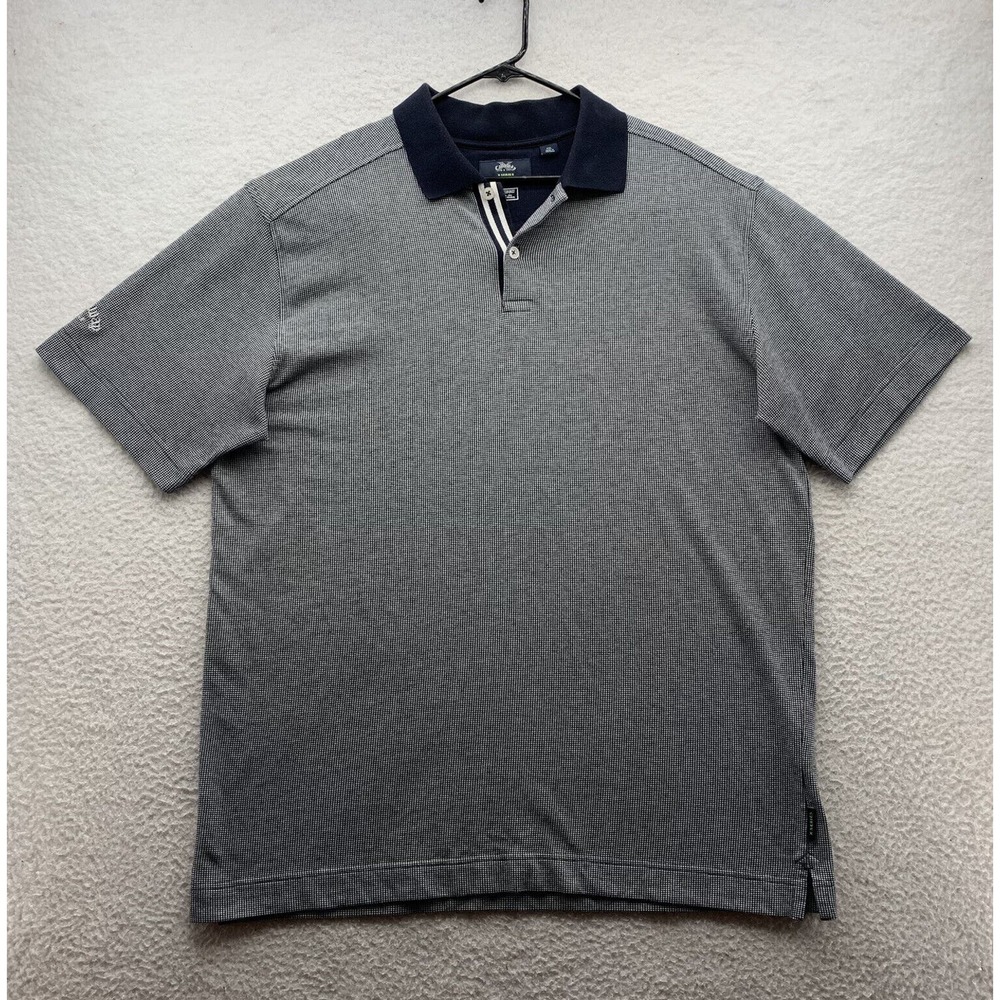 Callaway Golf Polo Shirt Mens 2XL X Series C-Tech Gray Black White Check Dad